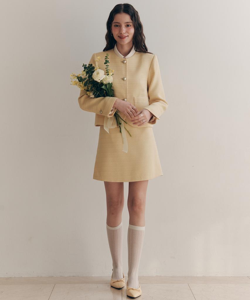 Zerostreet [2 Types][4 Colors] Creamy Tweed Jacket