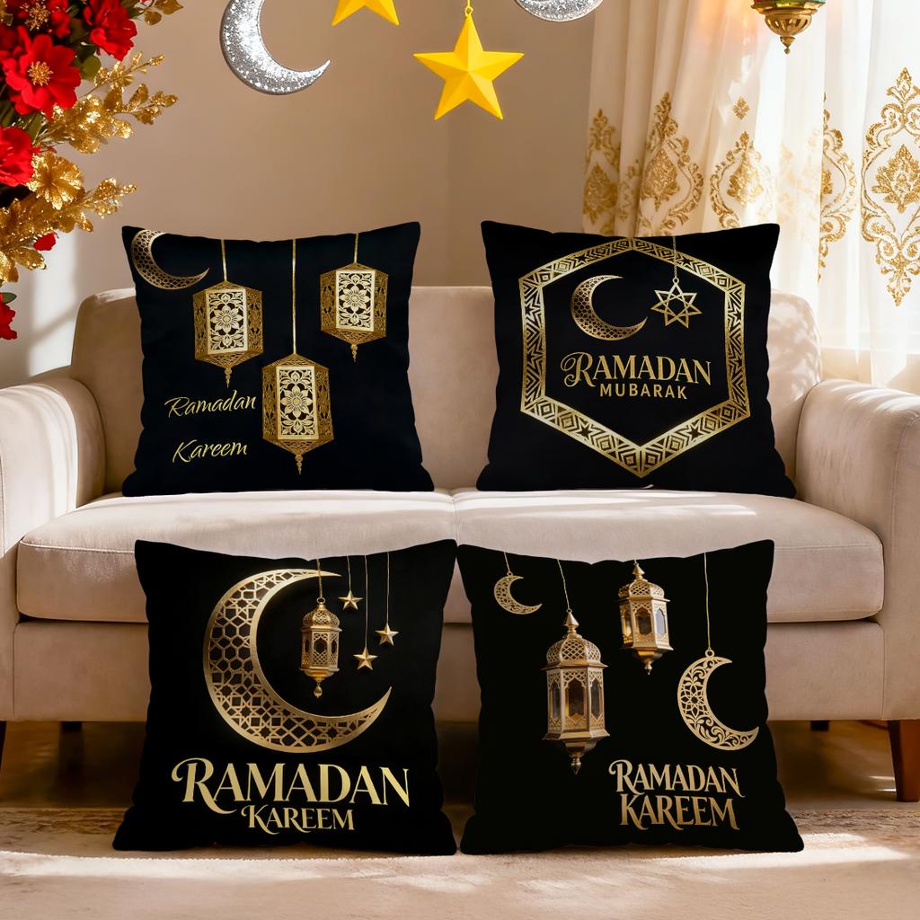 Ramadan Moon Lantern Pillowcase Bedroom Sofa Cushion Cover 100% Polyester Living Room Cushion Pillowcase Home Decor