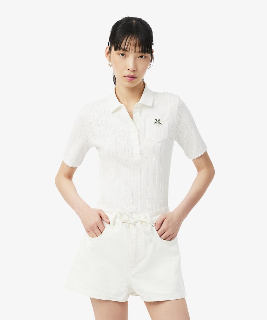 LACOSTE Women'S Pointel Ribbon Croc Polo Shirt Df5296-56G 70V