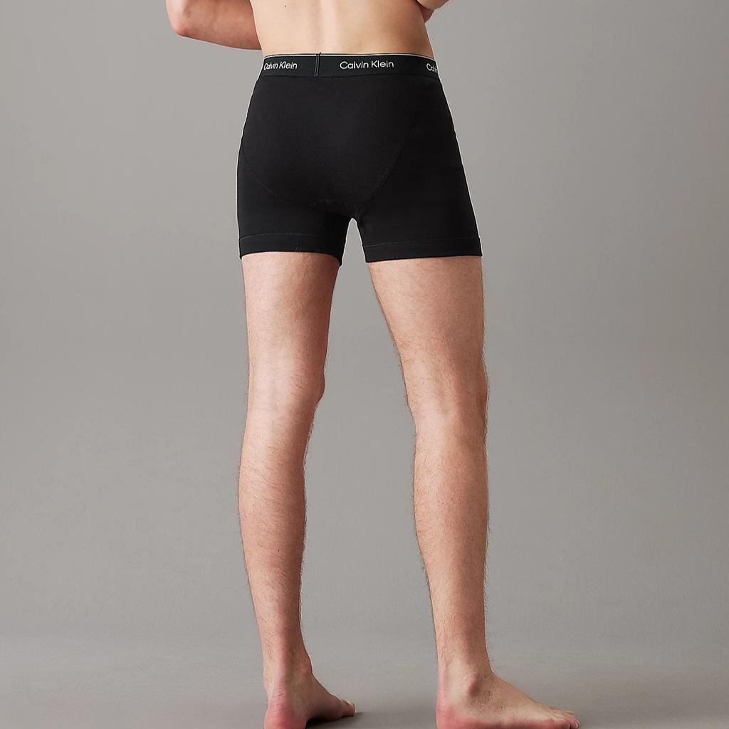 Calvin Klein Letter Waistband Plain Knit Mid-Rise Boxer Briefs 3-Pack Men underwear Black 000NB4003A-001
