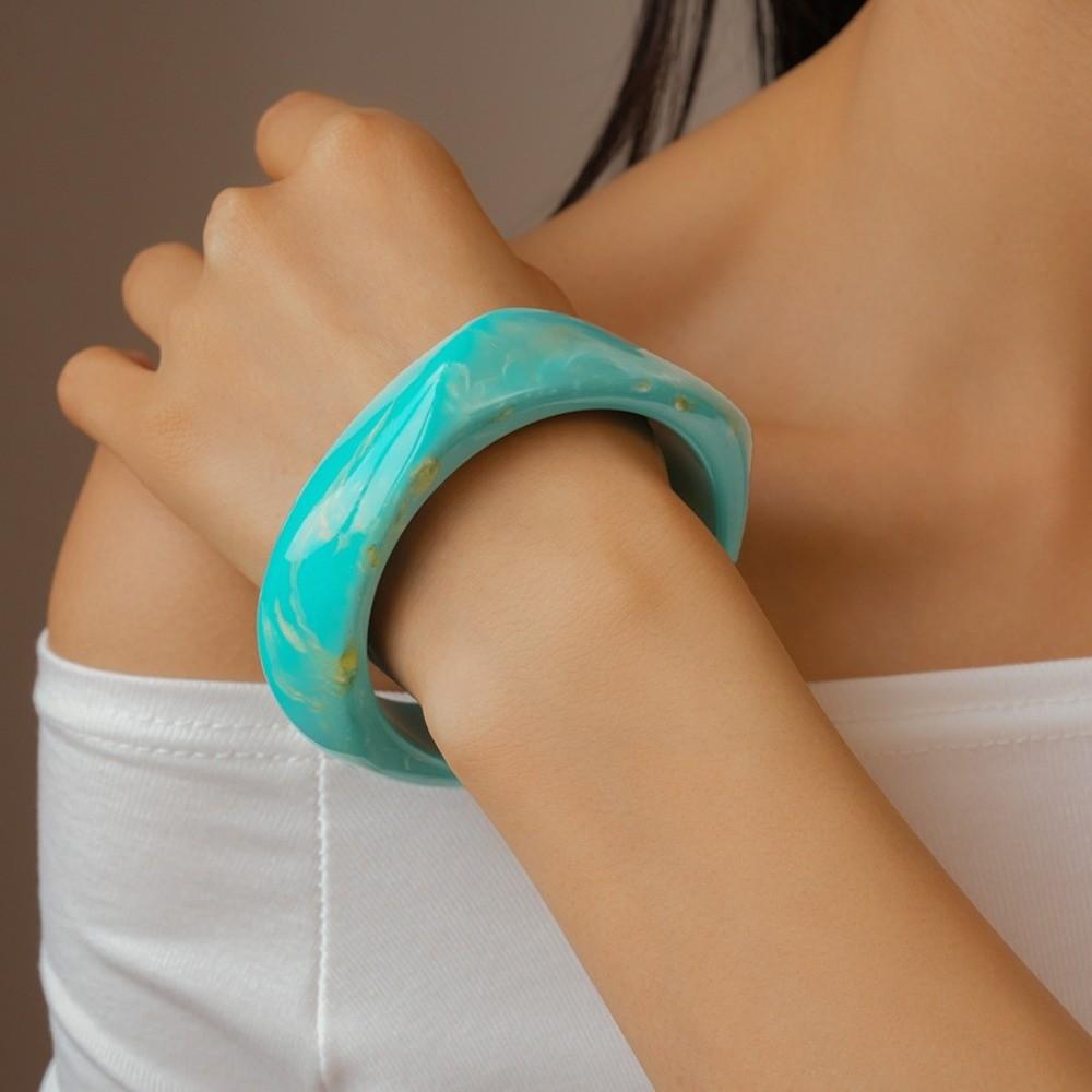 Bohemian Acrylic Bangle Smudging Retro Hand Ring Cute Irregular Wide Bracelet  Decoration