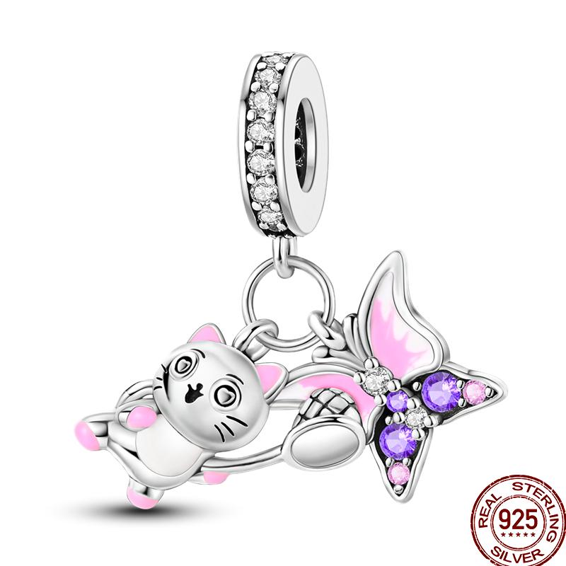 100% Copper Cute Pet Animal Owl Cute Puppy Pink Kitten Charm Beads Suitable For 3Mm Original Bracelet Diy