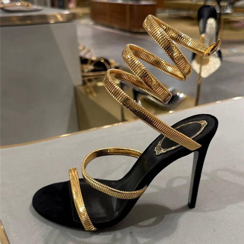 Fashion Liyke Summer Sexy Snake Twine Around Strap Women Sandals Narrow Band Open Toe Thin High Heels Party Stripper Shoes Zapatos Mujer