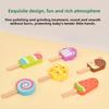 Kids Wooden Pretend Play Ice Cream And Lollipop Set With Interactive Logic Toys For Children