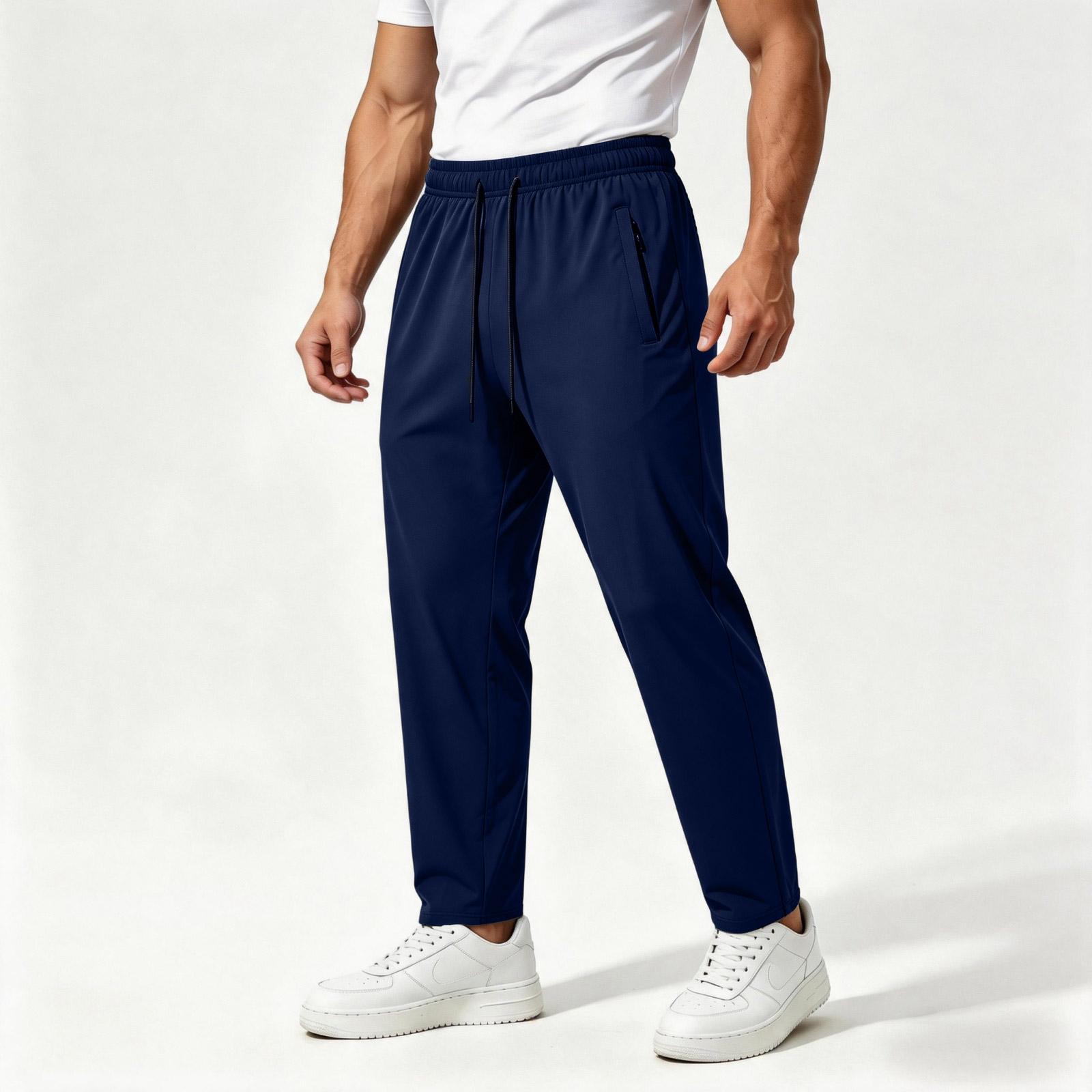 

Men Stretch Athletic Pants Drawstring Waist Relaxed Fit Lightweight Trousers for Everyday Activewear Jogging Yoga Running XXXL тёмно-синий