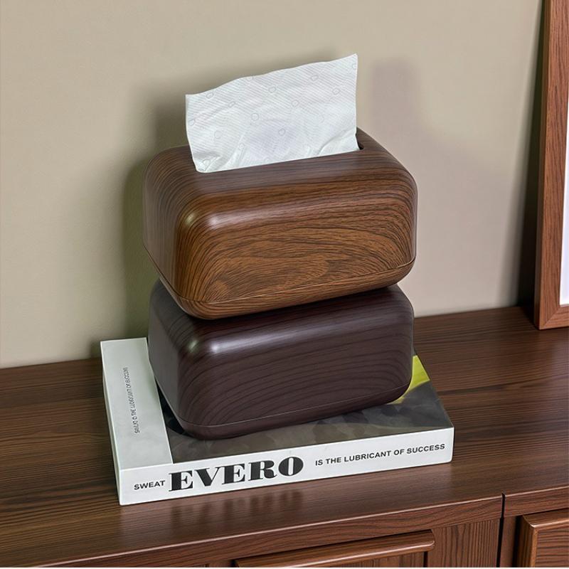 Vintage Wooden Tissue Box Creative Napkin Holder for Living Room HomeRustic Wood Style Tissue Container for Coffee Table