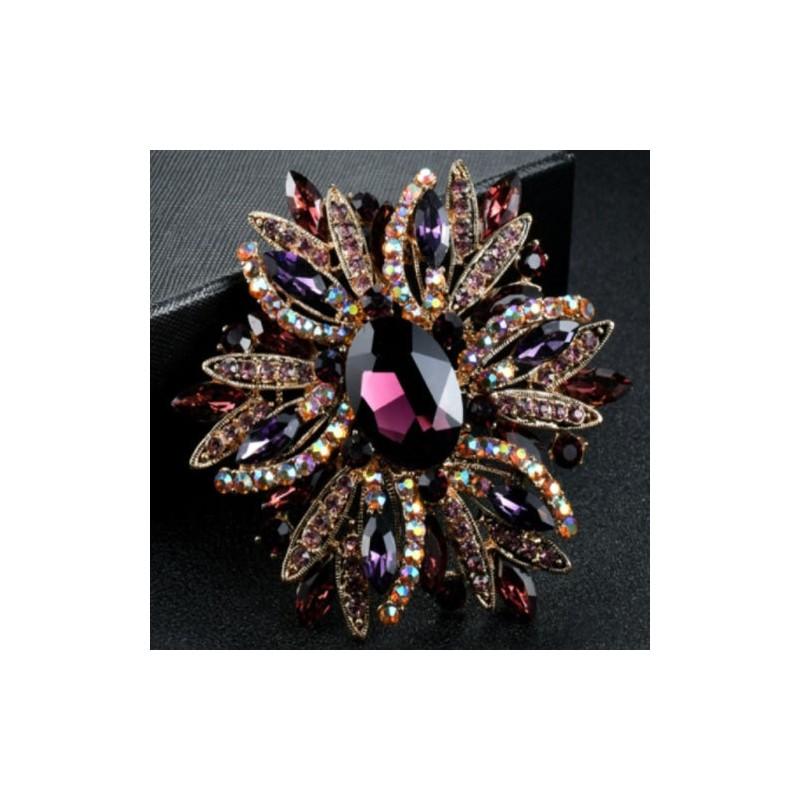 Vintage Geometric Alloy Crystal Brooch For Women Fashion Accessory