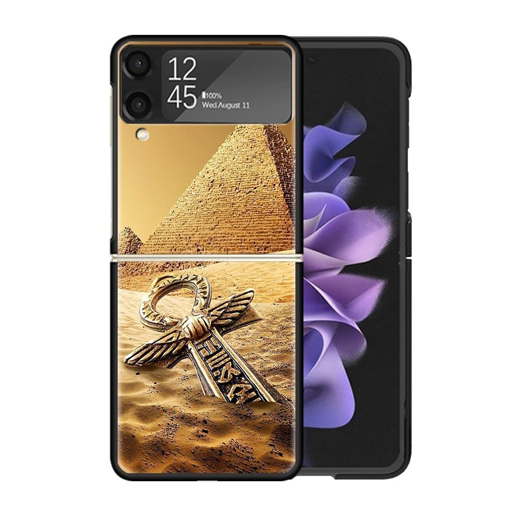 Egypt Nefertiti Anubis Ankh Pharaoh Cases For Samsung Galaxy Z Flip 4 5 6 7 3 Z Flip7 Flip6 Flip4 Flip5 Flip3 5G Hard Shockproof
