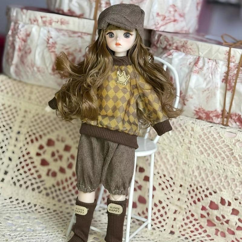30Cm Doll Clothes 1/6 Bjd Doll Fashion Outfit Set Pretty Dress Hat Winter Coat Girl Plaything Present Doll Accessories Girls Present