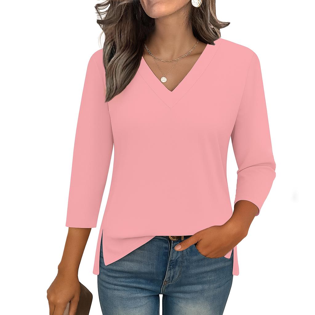 Women's Floral Print Casual 3/4 Sleeved T-Shirt Top