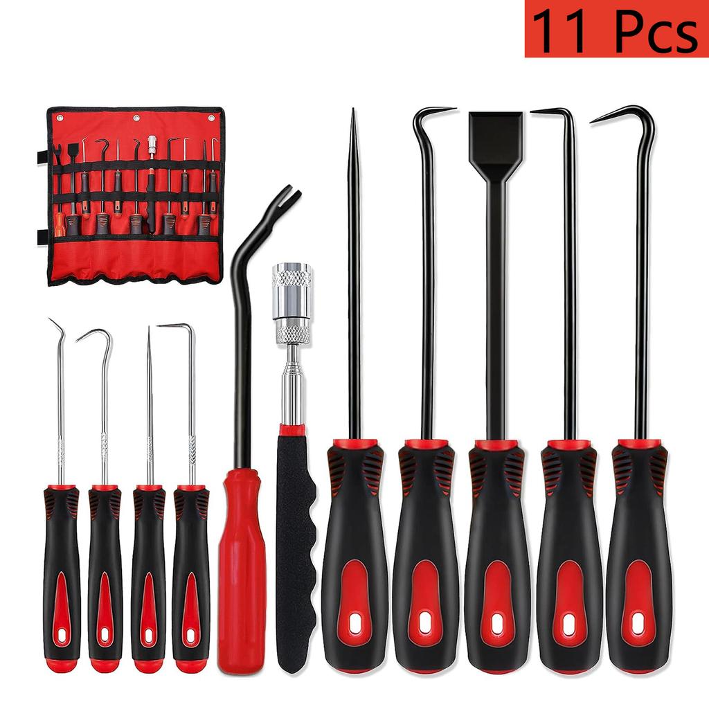 11Pcs Precision Picker And Hook Kit With Scraper And Magnetic Telescopic Toolbox