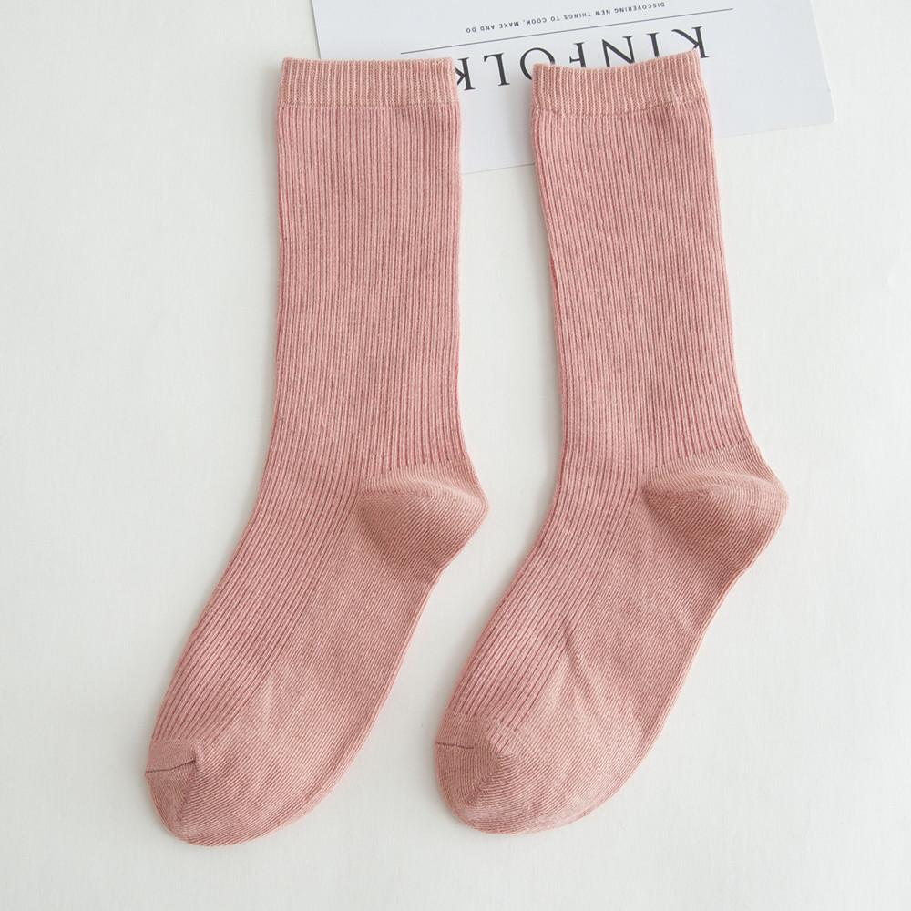 Chaussettes à Tube moyen de couleur unie pour femmes, antidérapantes, absorbant la sueur, bas légers résistants à l'usure