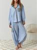2025 Herbst Damen Kariertes Langarm Pyjama-Set