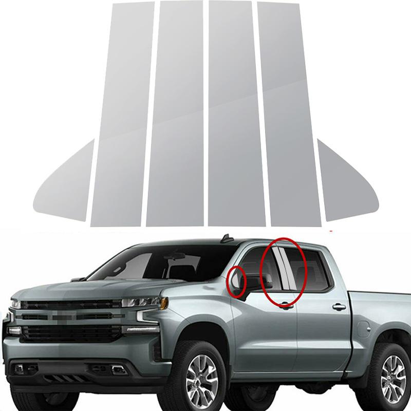 Chrome For Chevrolet Silverado 1500 Crew Cab Double Cab 2019-2024 Pillar Posts Car Window Trim Cover BC Column Stickers