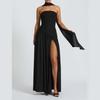 Europese en Amerikaanse lente/zomer kleurblok dames strapless afslankende stijl straat off shoulder jurk
