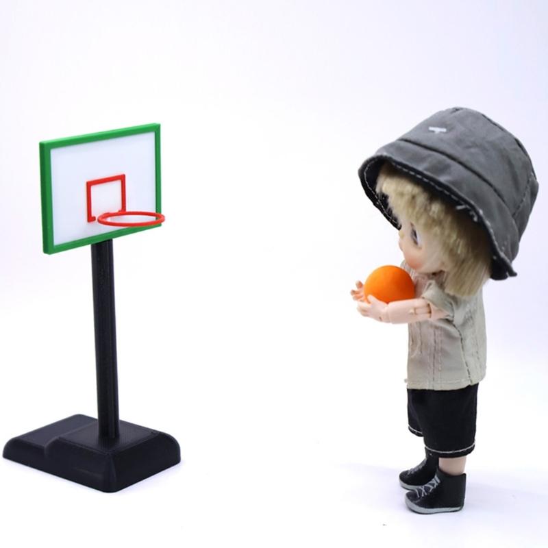 Miniature Basketball Hoop Set for 1/12 Doll House Decoration Educational Model for Children Creativity Easy Assembly
