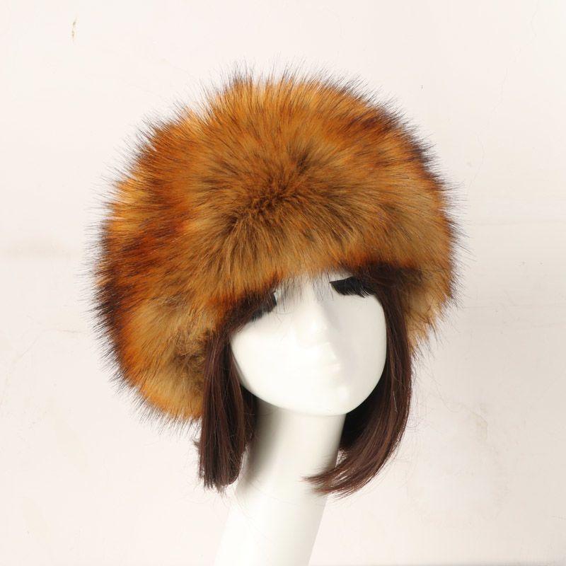Women's Hat Faux Fox Fur Headband Hat Autumn and Winter Warm Headband Hat Plush Open Top Hat