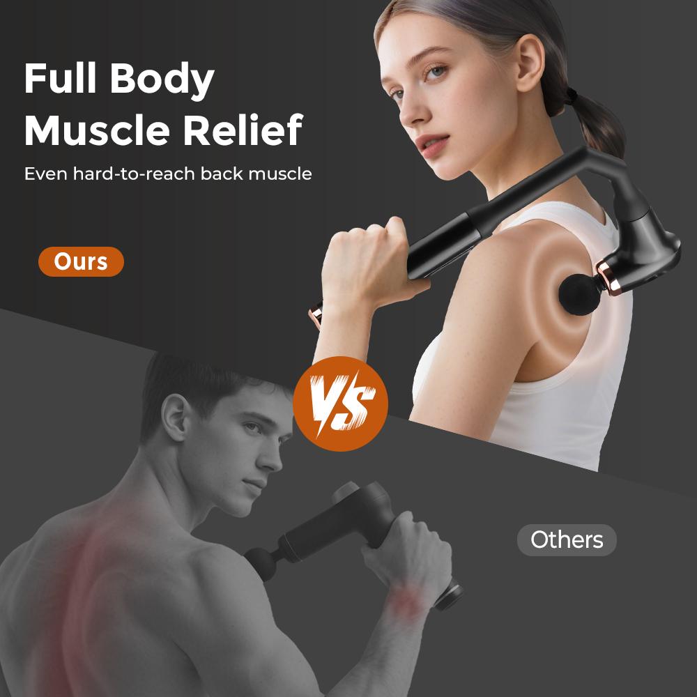 2025 Smart Fascia Gun Electric Massager Extended Hammer Handheld Back Artifact Massage for Neck Shoulder Leg Body Fitness Gift