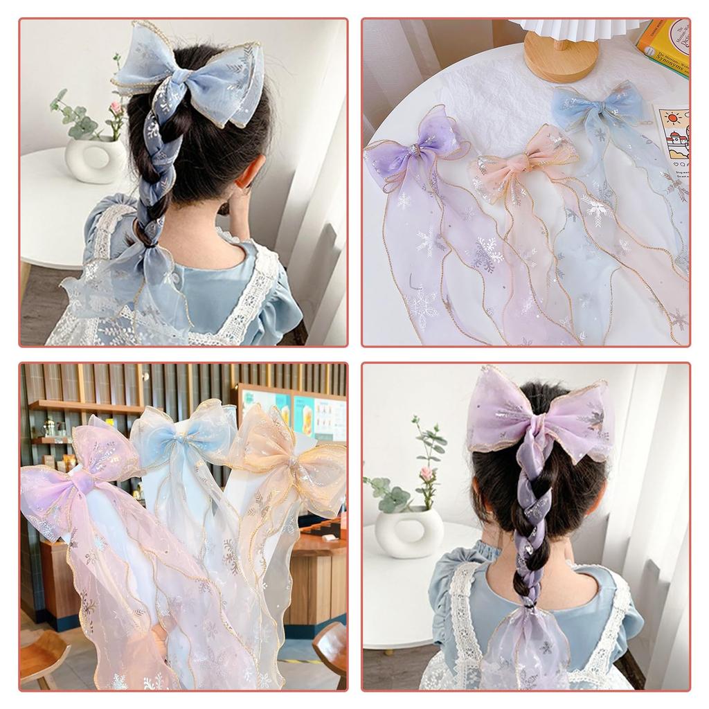 Doyime 3-Piece Ribbon Hair Clip Hair Accessory Set for Kids, Bow Princess Hairpins, Stylish and Cute, Perfect for Recitals, Cosplay, Birthdays,