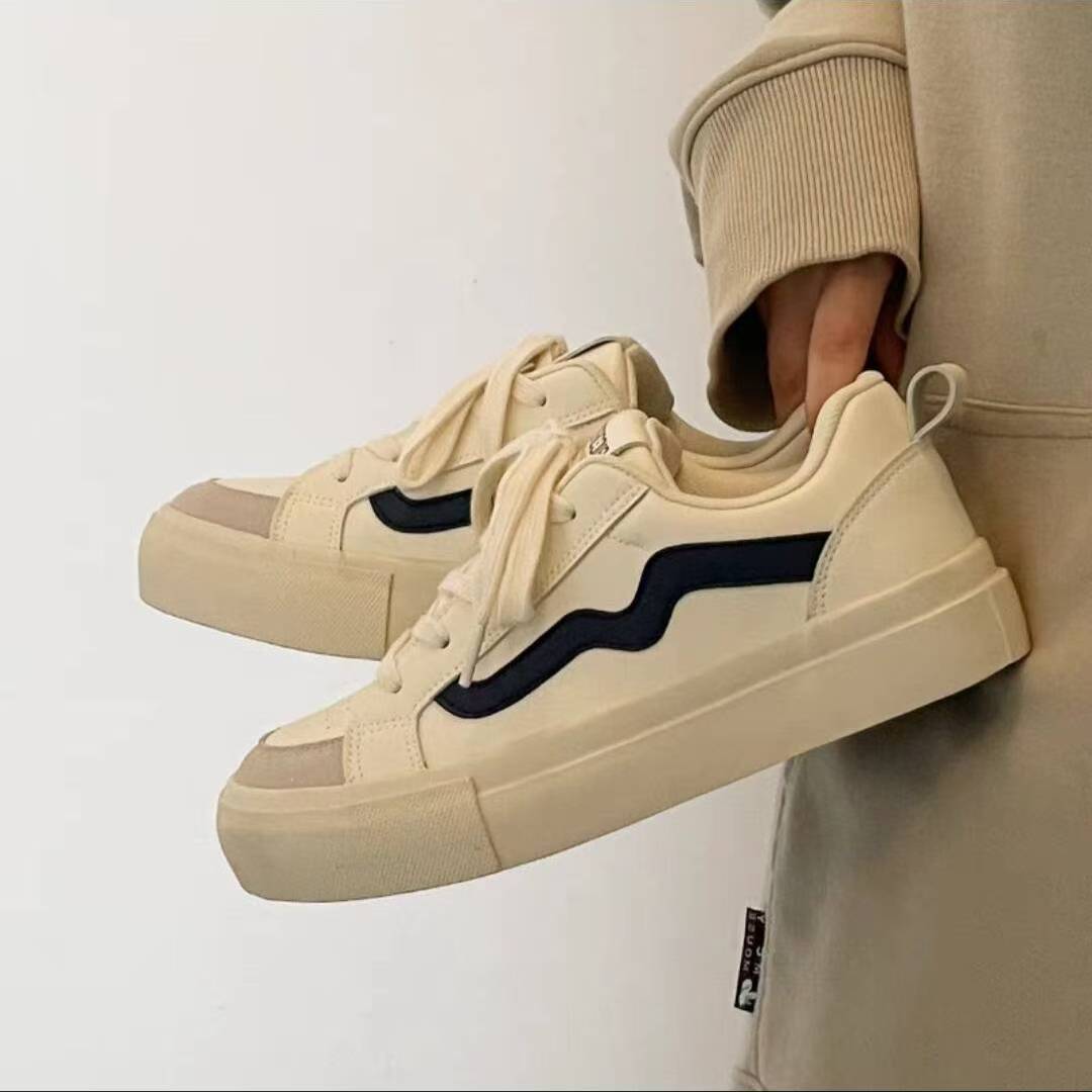 

2025 новые маленькие белые туфли в стиле кампуса, оригинальные парусиновые туфли для студентов, женская обувь для нишевых досок, универсальная повседневная спортивная обувь для женщин 35 бежевый