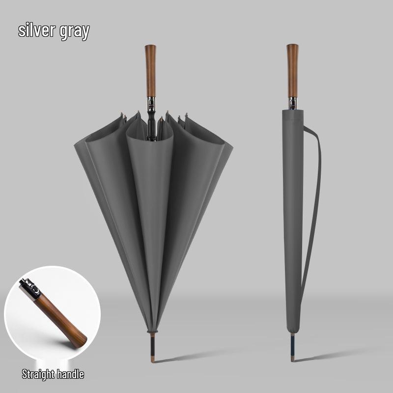 Extra Large Solid Wood Golf Umbrella with Automatic Long Handle—Customizable Logo