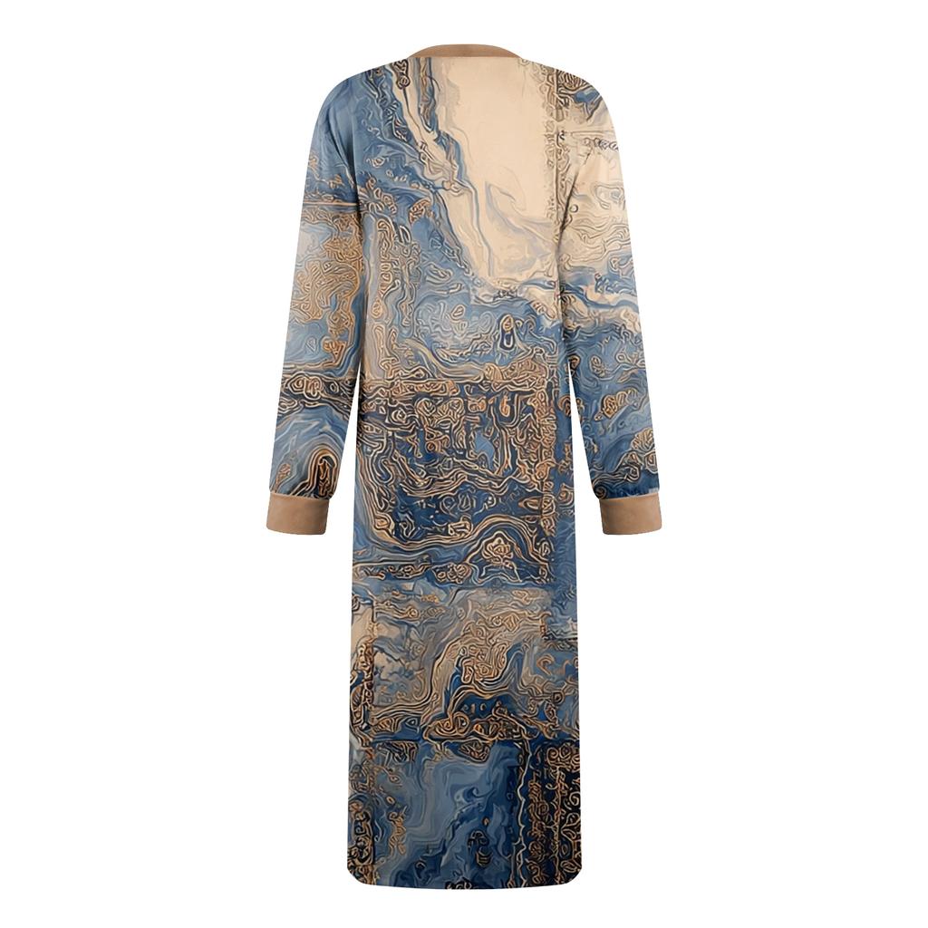 Dámská noční košile dlouhá společenská V-výstřih noční košile s kapsami