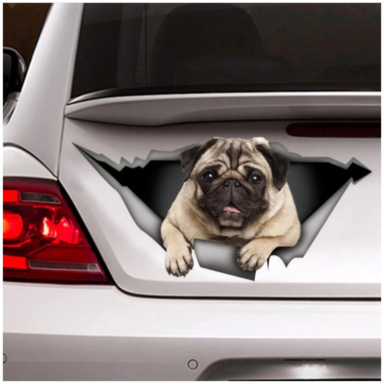 

ZHTDXYS Pug Sticker Pet Decal Pug Decal Funny Car Sticker Vinyl Decal 2pcs 21cm Longest Side розовый