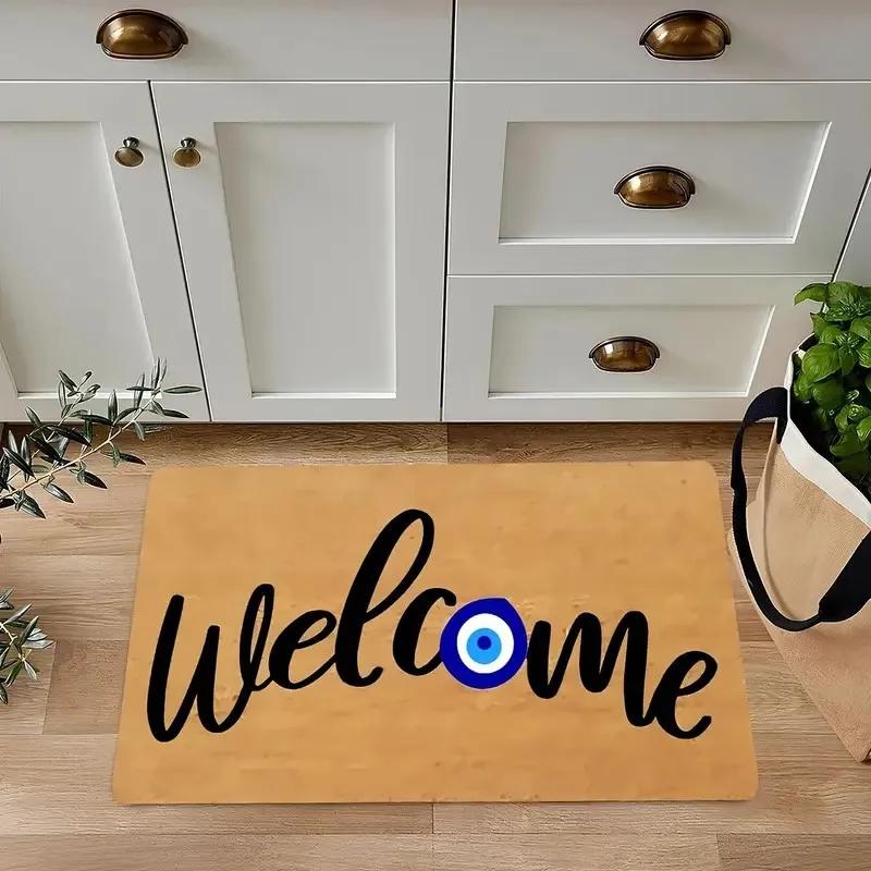 

Evil Eye Welcome Mat Non-Slip Machine Washable Floor Mat for Home Outdoor Entryway Balcony Home Decor Rug Outdoor Mat Decor 30x50