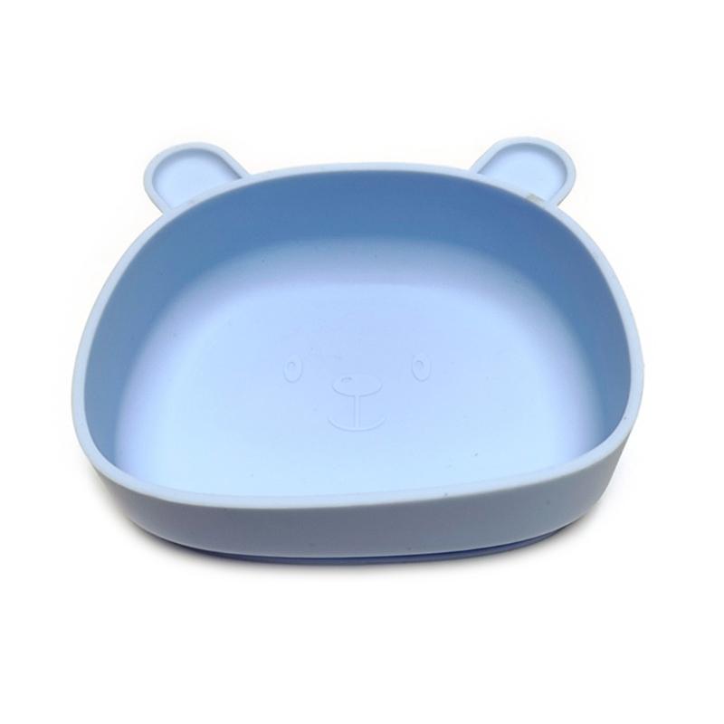 Cartoon Bear Toddlers Learning To Eat Dinning Plate Silicone Suction Cup Bowl Scaldproof Tableware for Baby 6+ Month