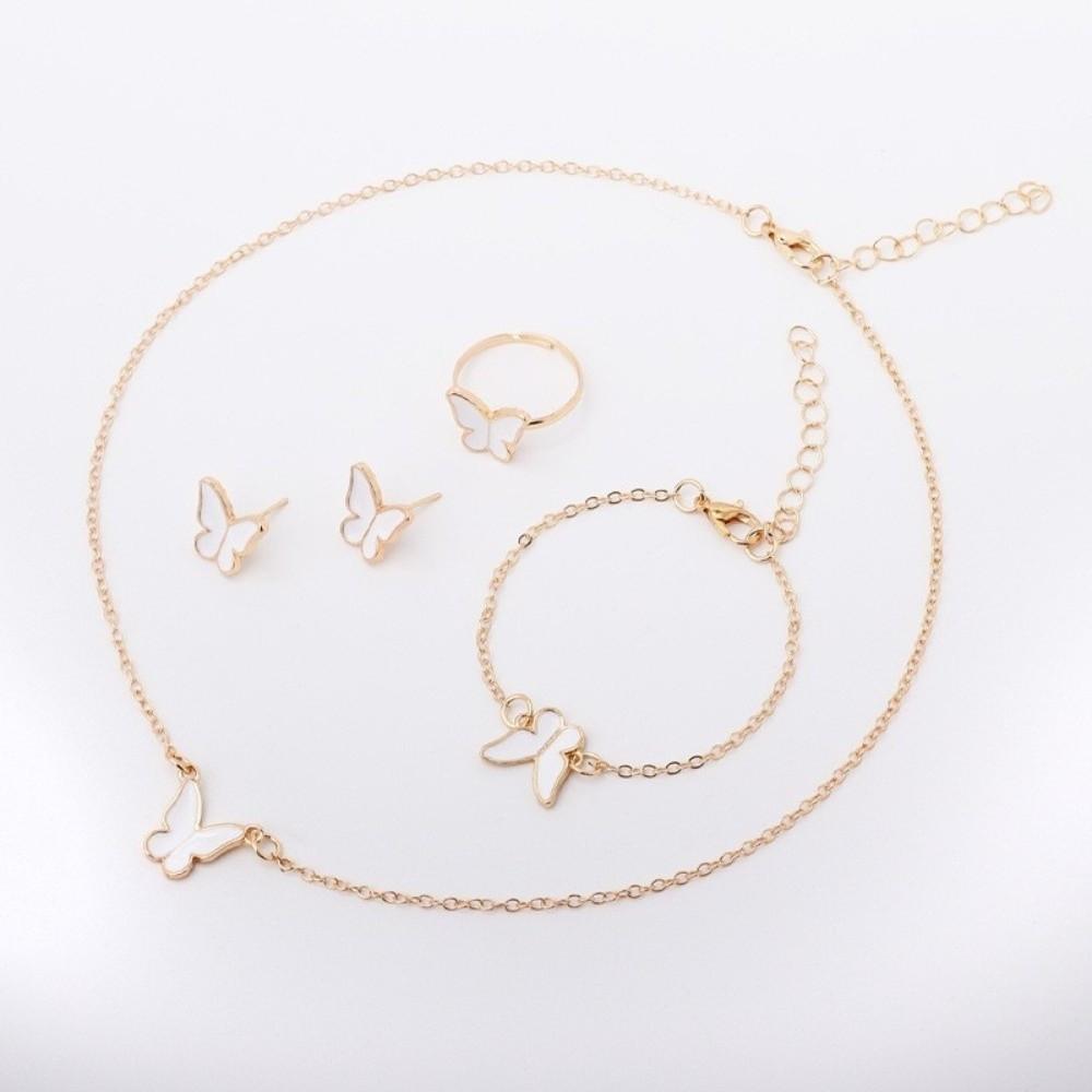 Elegance Style Butterfly Jewelry Set Dripping Oil French Bracelets Earrings Set Daily Wear
