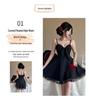 Sweet Princess Mesh Patchwork Camisole Dress – Elegant Waist-Cinched A-Line Mini with Open Back