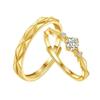 Adjustable Classic Couple Rings Set Rhodium/Gold Plated Brass Open Rings with Zircon Flower Design for Lovers