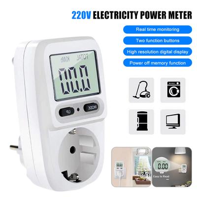EU Plug 220V Digital LCD Power Meter Wattmeter Socket Energy Meter Kwh Voltage Current Frequency Electricity Monitor Power Meter
