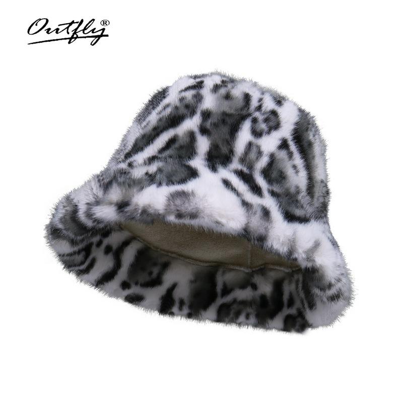 Hat female autumn and winter imitation rabbit hair bucket hat black plain face small bucket hat big face warm plush basin hat