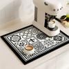 Coffee Maker Mat Retro Dish Drying Mats for Kitchen Non-slip Draining Pad Quick Dry Tableware Placemat Dinnerware Washable