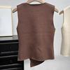 Summer French Retro Irregular Single-Breasted V-Neck Sleeveless Slim Knitted Vest For Women