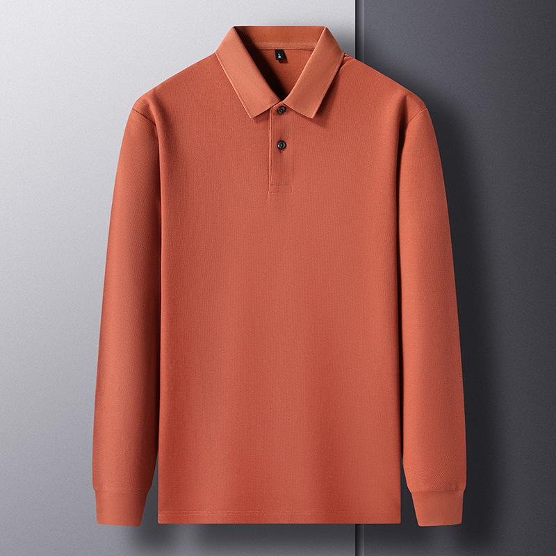 

Spring T-shirt Men s Long-sleeved Lapel Collar Business Men s Lead Top Dad with Collar T-shirt 4XL