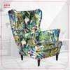 Wingback Armchair ARI PRINT Scandinavian Family Furniture Monstera Green Leaves