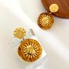 Retro Floral Drop Earrings Sturdy Stainless Steel With Sturdy Acrylic Petal Comfortable Everyday Jewelry