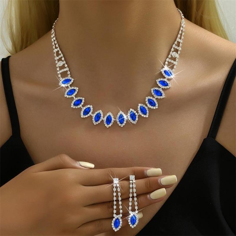 Exquisites Halsketten-Set Ohrringe Schmuck Bankettkleid Edelstein-Set Kette Mode Vielseitig Brautschmuck