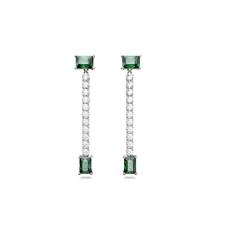 Swarovski Rectangular Pendant Design Matrix Metal Zirconia Earrings Women s Multicolor 5665786 золотой