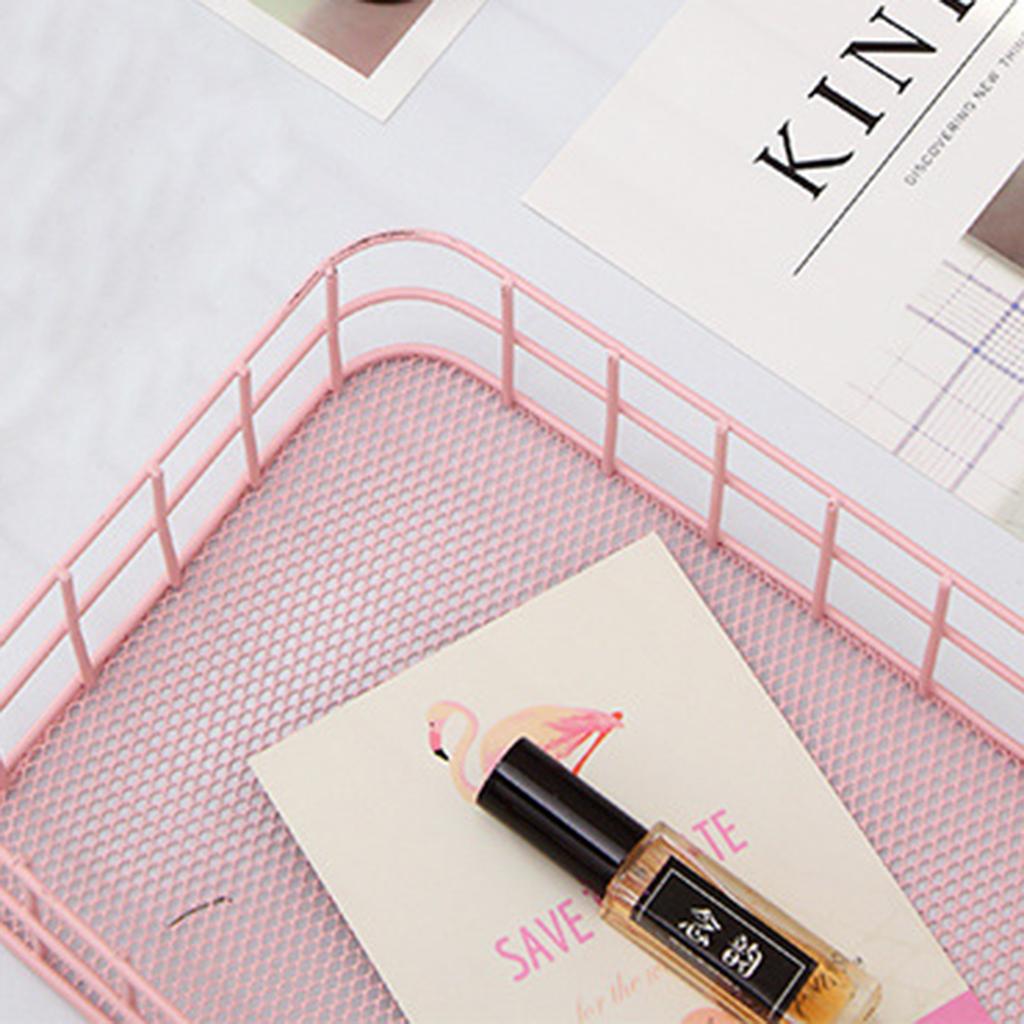 Cold Rolled Steel Storage Basket Nordic Geometric Cutout Desktop Organizer For Cosmetics Office Supplies Bathroom Vanity