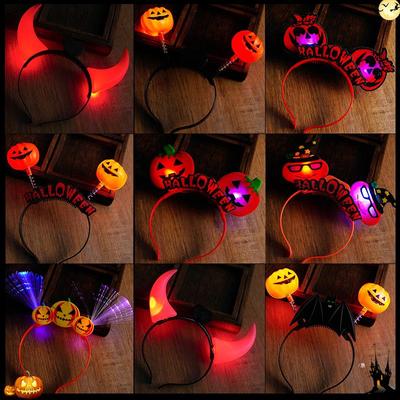 Luminous Horn Pumpkin Devil Headband for Halloween Concerts and Parties