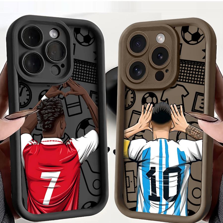 Soft TPU Phone Case for iPhone 14 Pro 14 11 12 Mini 15 Plus 16e 13 Pro MAX 11 XS XR 16 Plus Cartoon Football Number