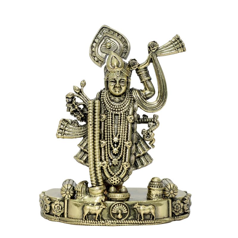 Pure Brass Shrinath Ji Idol For Home Temple, Religious, Best Gift - 4 Inch