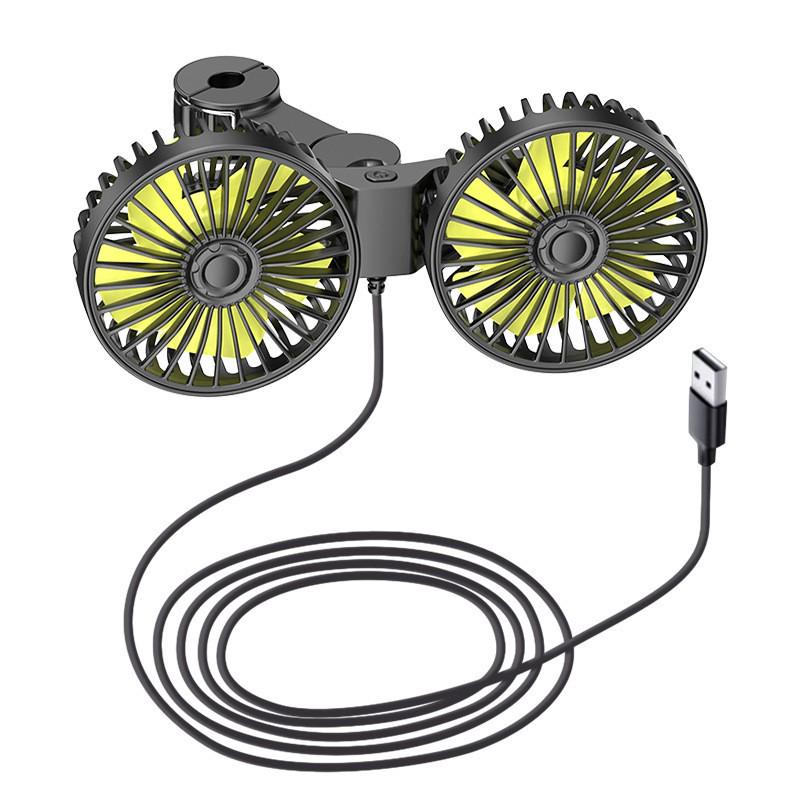 Adjustable Dual Head 12V/24V Rear Seat Car Fan – High Power Wind