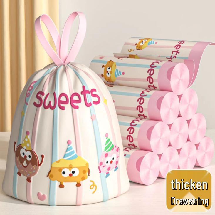 

Утолщенный ручной мешок для мусора с завязками, удаление запаха, автоматическое закрытие, большой размер Sweet Donut Cookies [100 pcs]