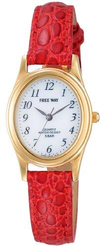 

Citizen Q&Q Women s Analog Solar Watch with Waterproof Leather Strap, AA95-9918, White and Red