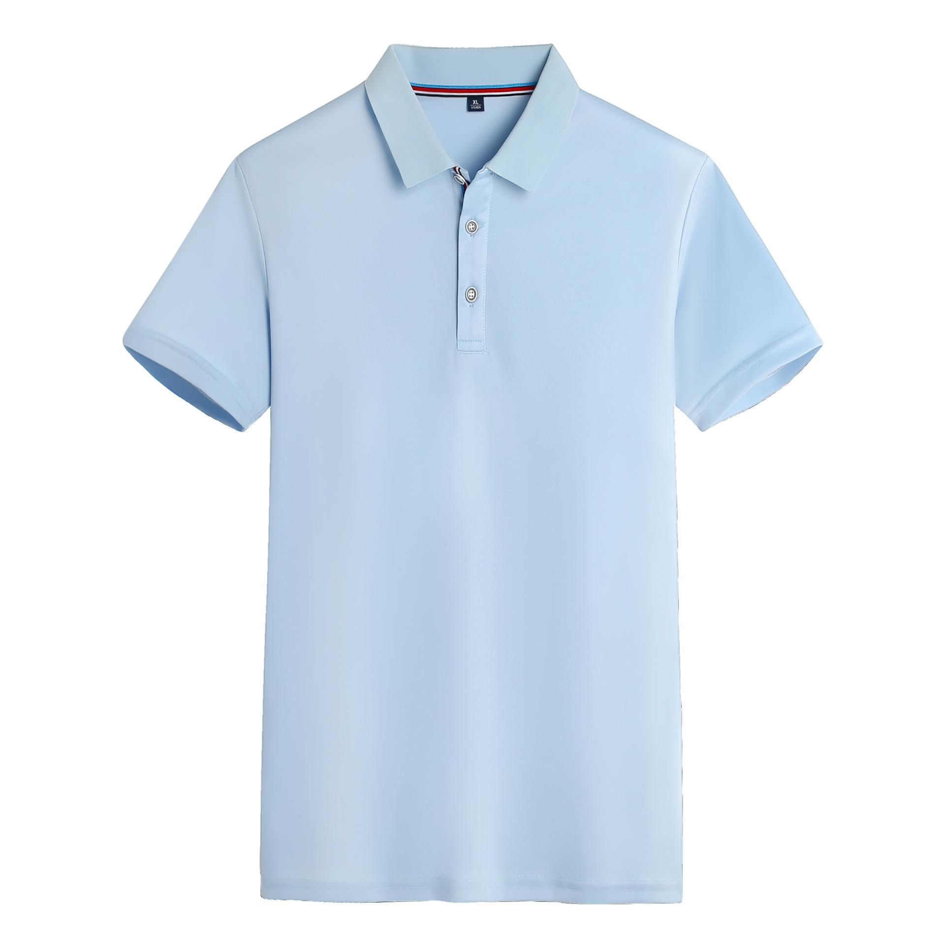 

Men s Trendy Casual Sporty Ice Silk Quick-Dry Short-Sleeve Solid Polo Shirt 4XL небесно-голубой