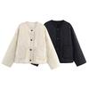 Herfst Winter Dames Effen Enkelrijige O-hals Jas Lange Mouwen Jas Straat Casual Korte Jas